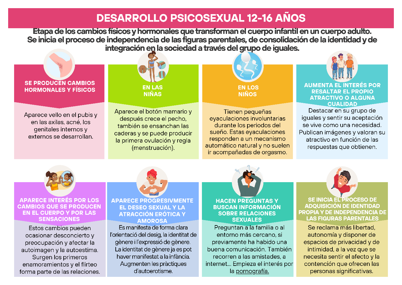 Infograf&iacute;a sobre el desarrollo psicosexual entre los 12-16 a&ntilde;os