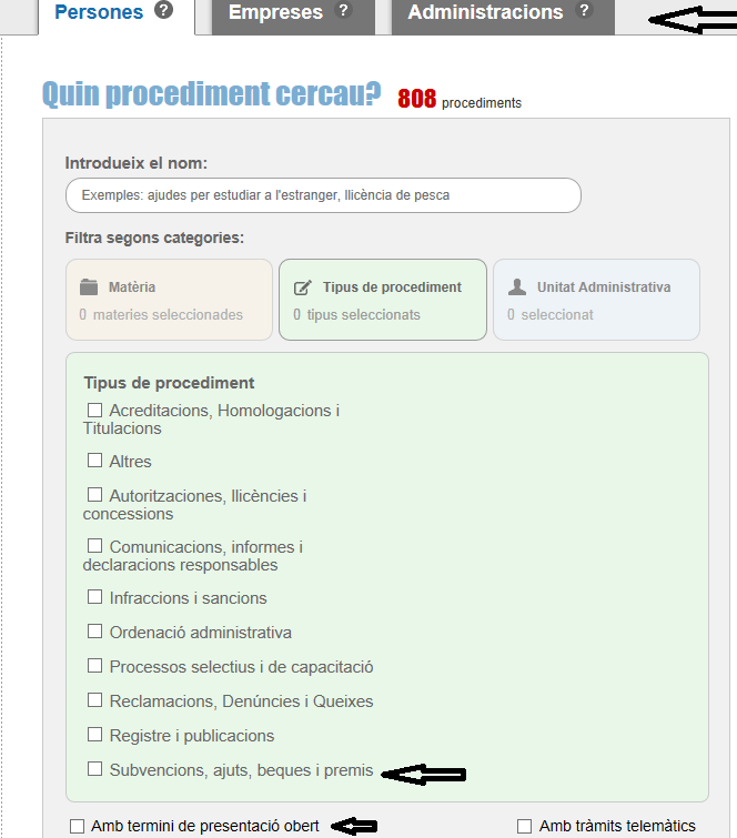 Convocat&ograve;ries de subvencions en la seu electr&ograve;nica