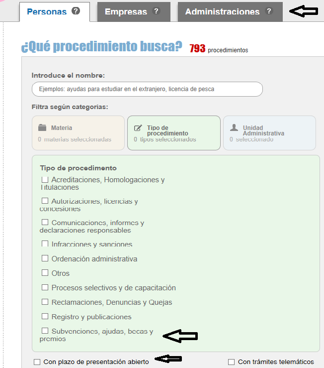 Convocatorias de subvenciones en la sede electr&oacute;nica